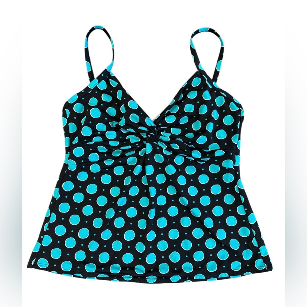 Miraclesuit Black and Teal Polka Dot Bikini Top